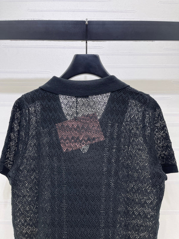 Miu 26s Knit Short-Sleeved Top Black Viscose 423895
