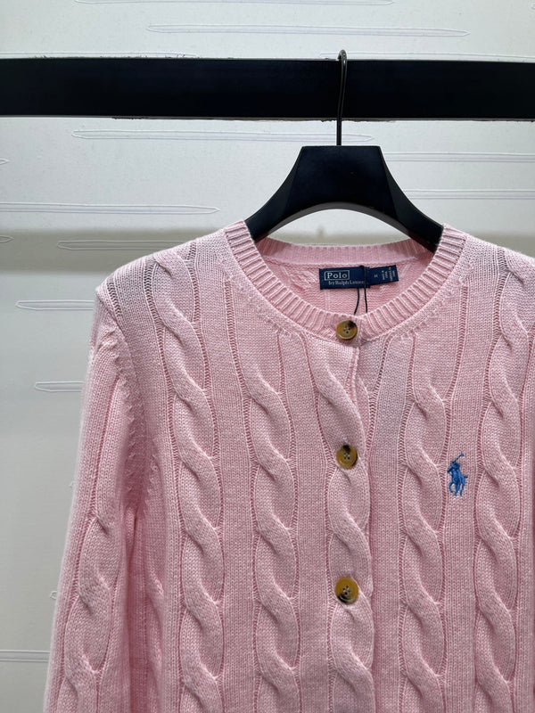 Ralph Lauren 26s Knit Crew Neck Long-Sleeve Cardigan Wool 423869