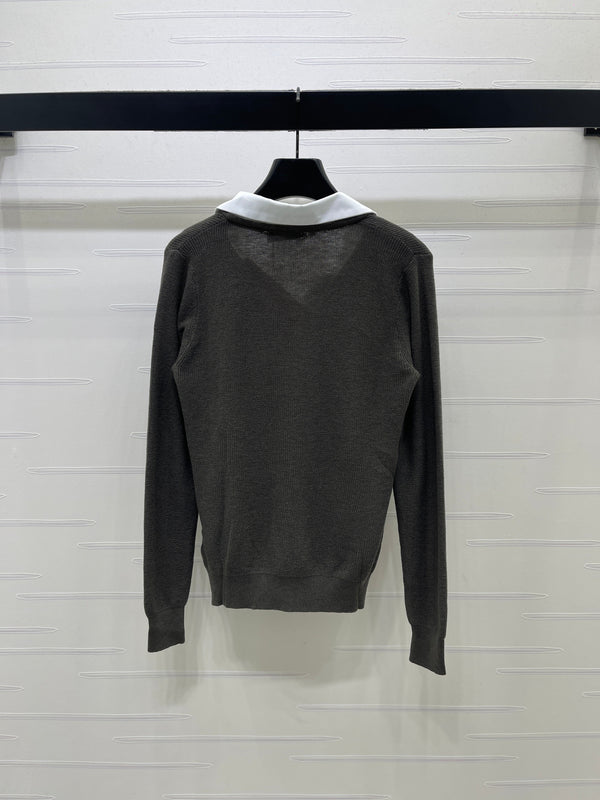 Miu 26s Long-Sleeve Knit Polo Wool Blend 427253