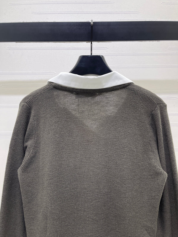 Miu 26s Long-Sleeve Knit Polo Wool Blend 427253