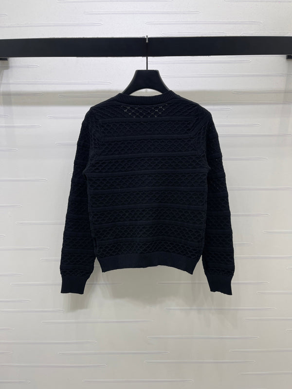 CC 26s Bow Detail Open-Knit Cardigan Wool Blend 427249