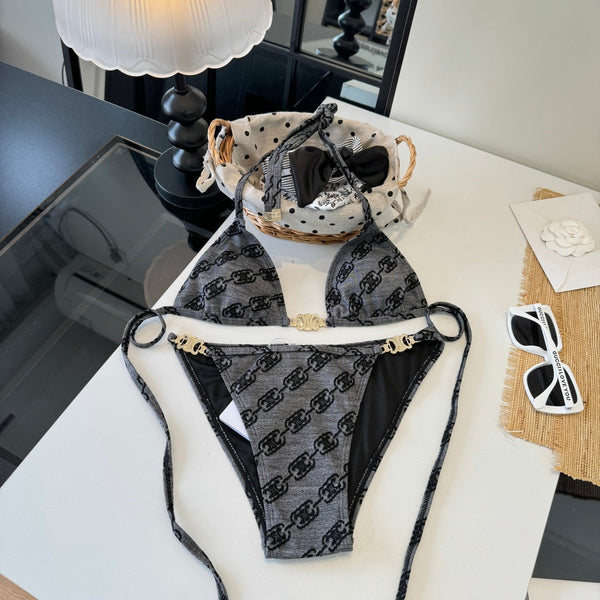 Celine Two-Piece Bikini Grey Black 203016