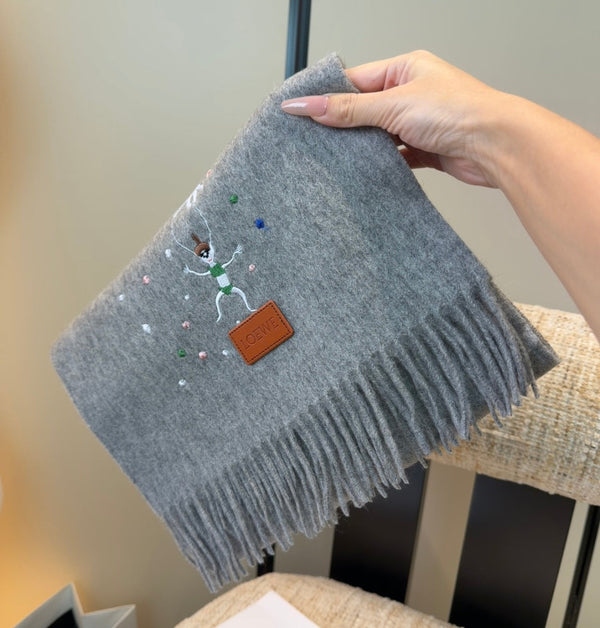 Loewe Scarf 180CM Gray Wool-blend 902880