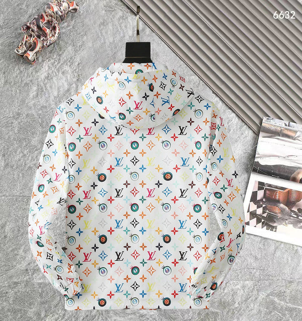 LV WHITE WINDBREAKER WITH COLORFUL MONOGRAM 238983