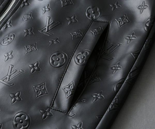 LV SHIRT JACKET IN BLACK CALFSKIN EMBOSSED LOGO 238988