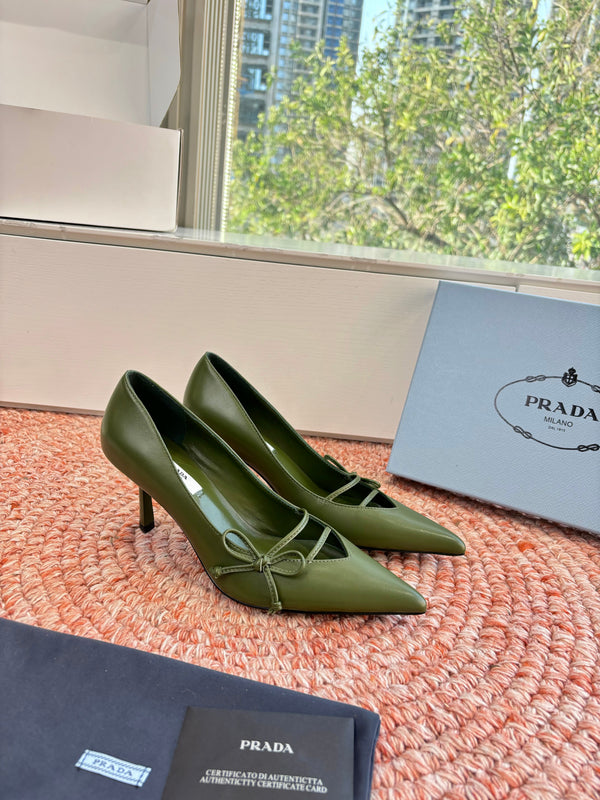 Prada G887 26s Slingback Olive Green Cowhide 604196