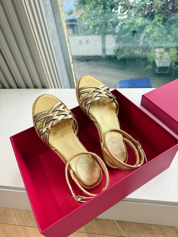 VLTN Espadrille Sandals Gold Leather 933612