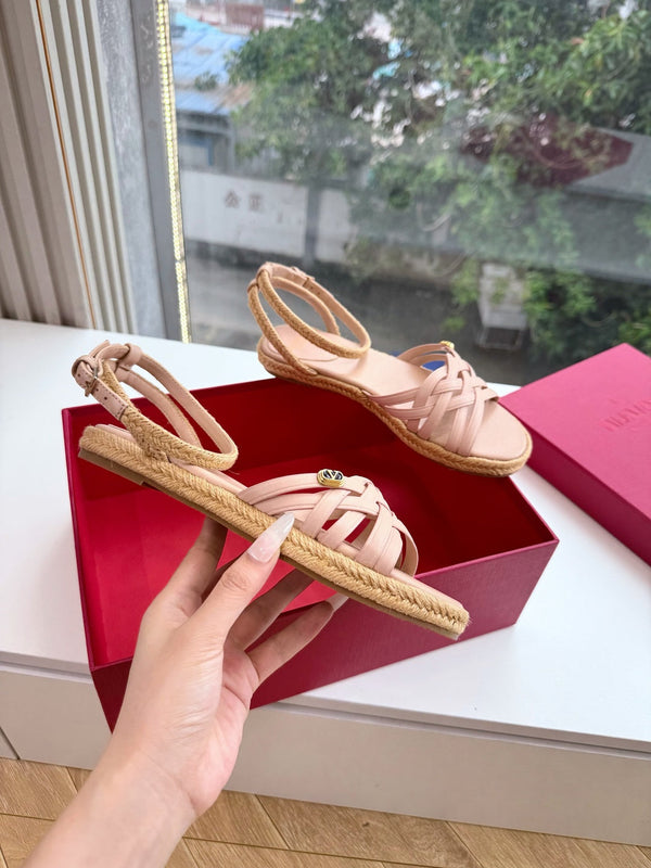 VLTN Bribri Espadrille Sandals Light Pink Leather 933614
