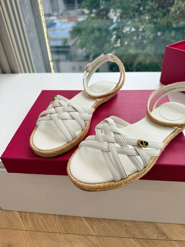 VLTN Bribri Espadrille Sandals White Leather 933615