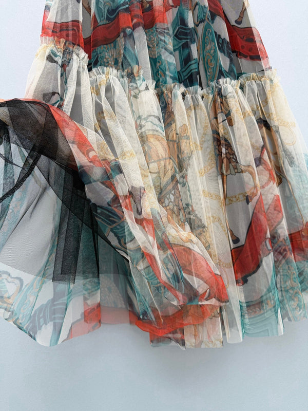 HM 26s Cake Skirt Ivory Colorful Mesh 367055
