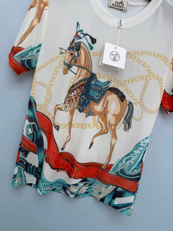 HM 26s T-Shirt Ivory Colorful Mesh 367056