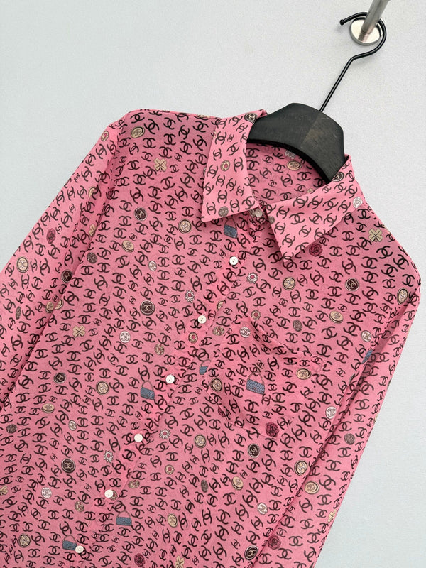 CC 26s Print Long-Sleeve Shirt Pink Polyester 367045