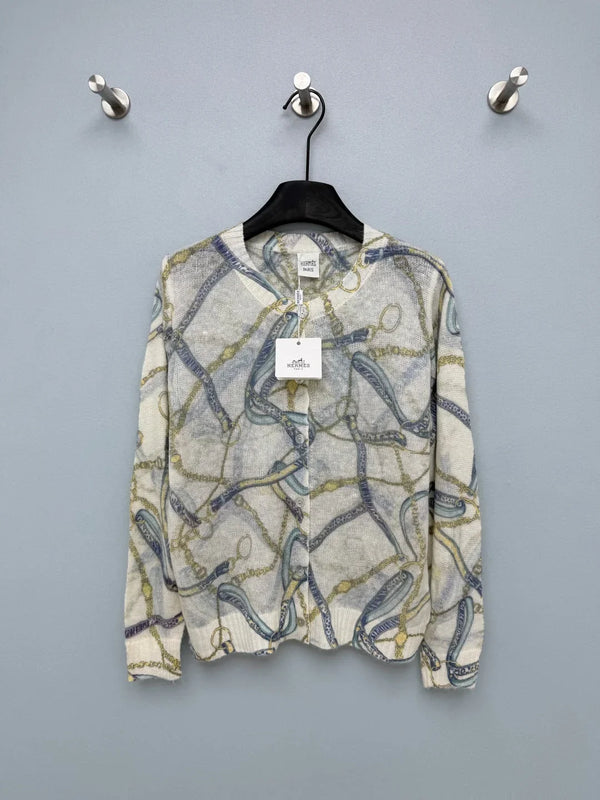 HM 26s Equestrian-Style Thin Knit Cardigan Wool 425165