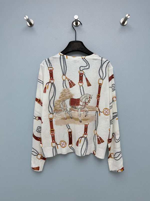 HM 26s Equestrian-Style Thin Knit Cardigan Wool 425162