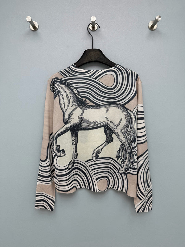 HM 26s Equestrian-Style Thin Knit Cardigan Wool 425153