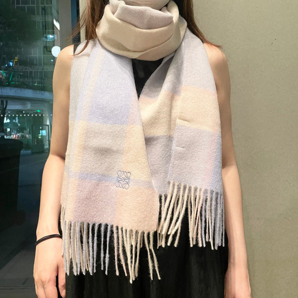 Loewe Scarf 180CM Light Blue Beige Cashmere 969304