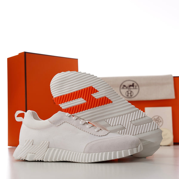 HM Men's Bouncing Sneaker White Fabric Suede 688616