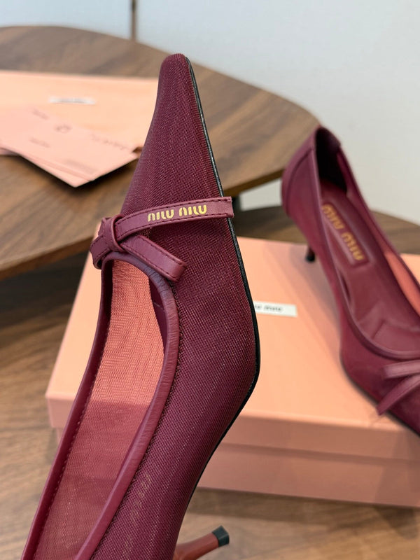 Miu 26s Pump 5.5cm Burgundy Canvas 887659