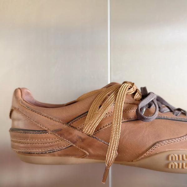 Miu Gymnasium Sneakers Caramel Cowhide 509750