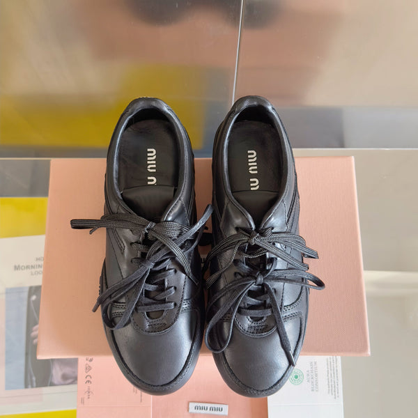Miu Gymnasium Sneakers Black Cowhide 509751