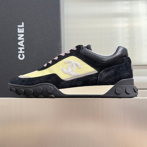 CC 26s Platform Casual Sneakers Black Yellow Suede Lambskin 962953