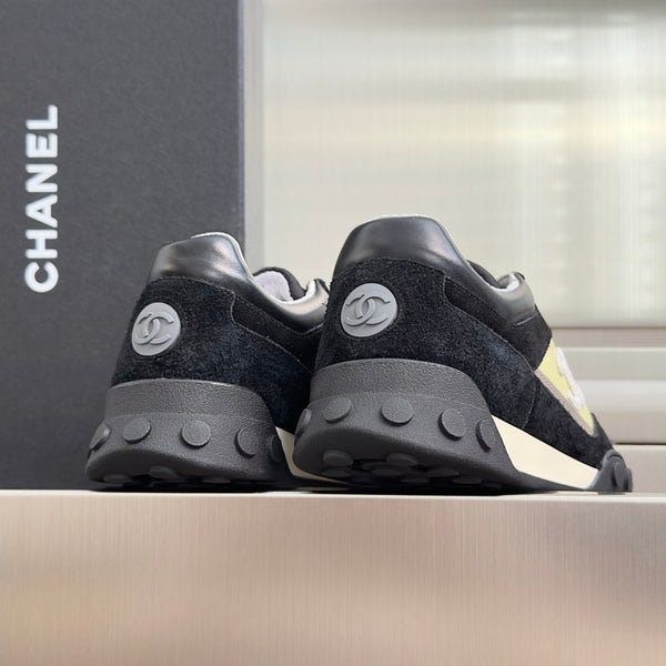 CC 26s Platform Casual Sneakers Black Yellow Suede Lambskin 962953