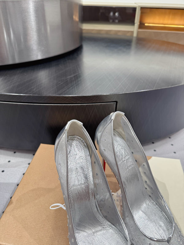 CL x Margiela 25 Diamond Pumps Sliver Fabric Lace Swarovski 296039
