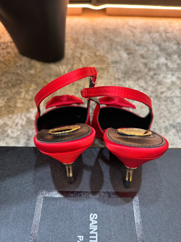 YSL Dakota Pumps 50mm Red Satin 637211