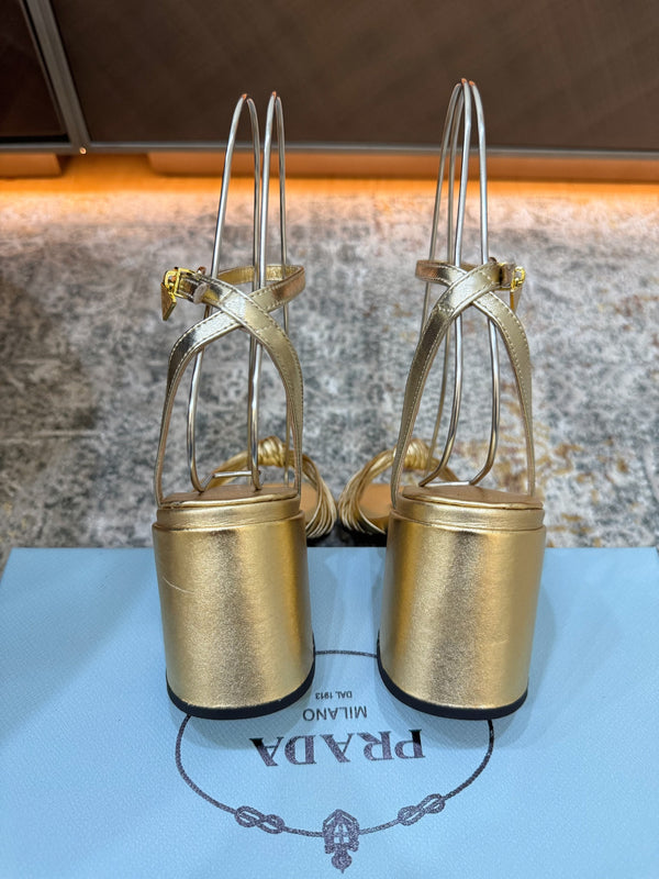 Pra Heeled Sandals 7cm Gold Leather 804101