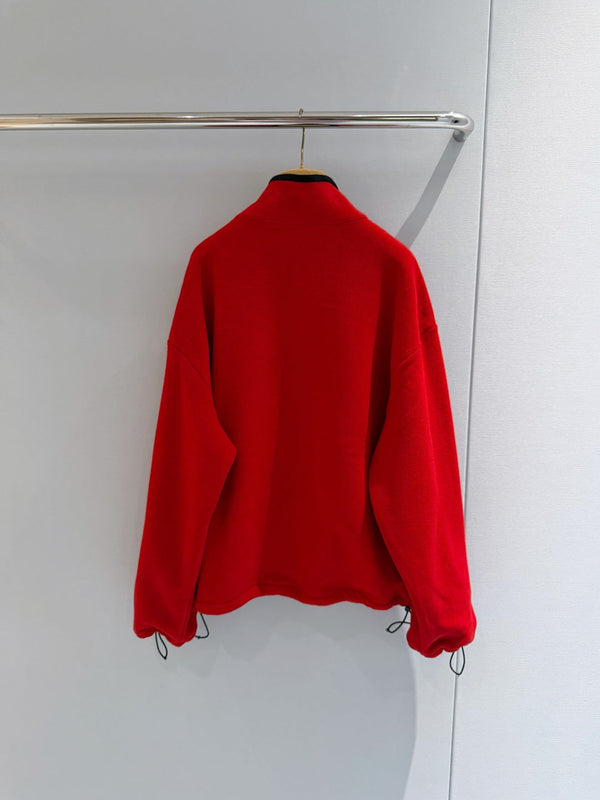 Miu 26s Stand-Collar Coat Red Polyester 418749