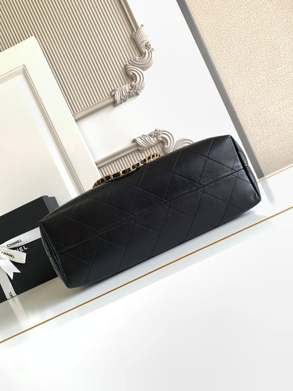 Chanel 2026 Stitched Shopping Bag 36cm Black Suede Calfskin 348237
