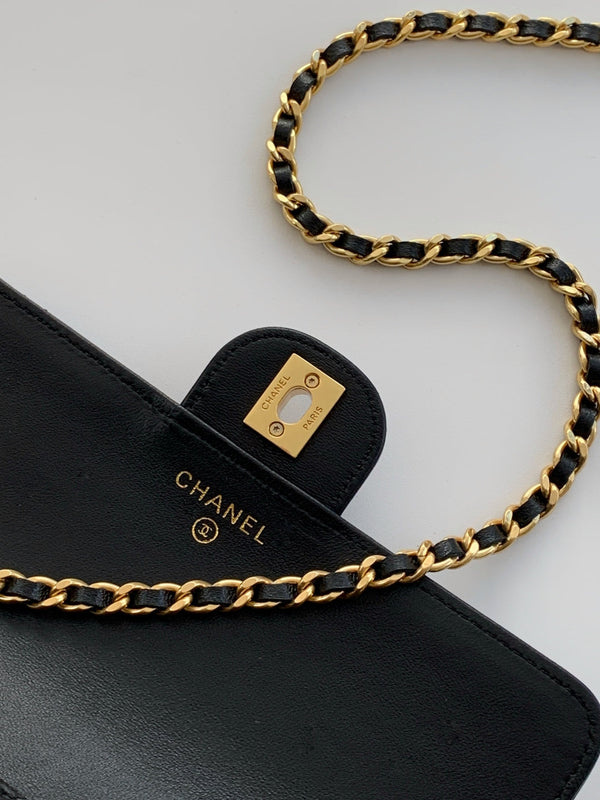 CC Handle Bag 19cm Double C Black Lambskin Gold Hardware