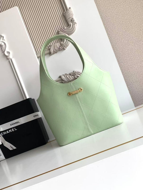 CC 2026 Basket Hobo Bag 35cm Matcha Green Calfskin