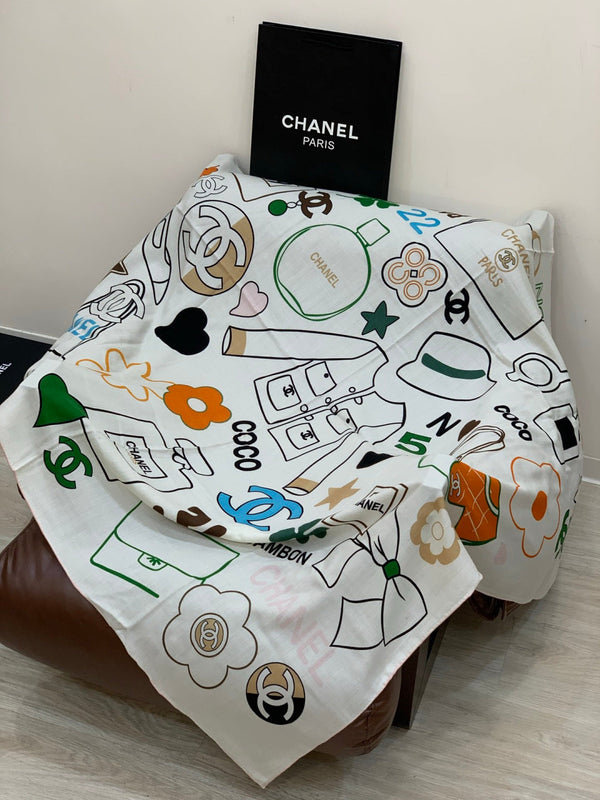 CC 25 Reversible Scarf 135cm White Green Cashmere 969245