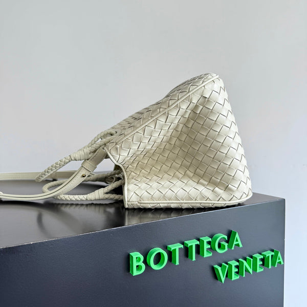 BV Basket Handbag 31cm White Intrecciato Leather