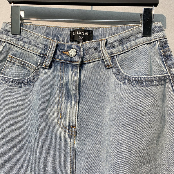 CC SS26 High-Waisted Wide-Leg Denim Shorts Light Blue Cotton 350944
