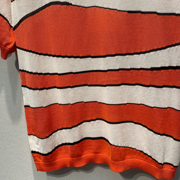 CC Clownfish Knit T-Shirt Orange White Tencel Nylon 395946