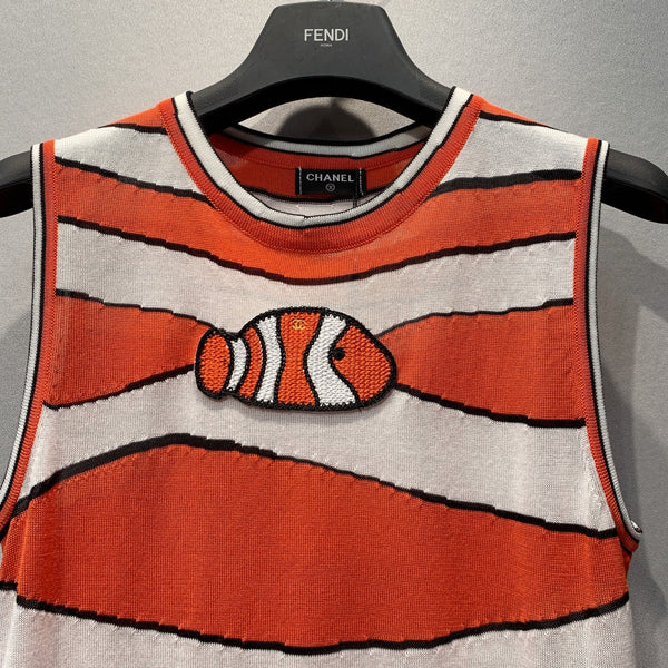 CC Clownfish Knit Vest Orange White Tencel Nylon 395948