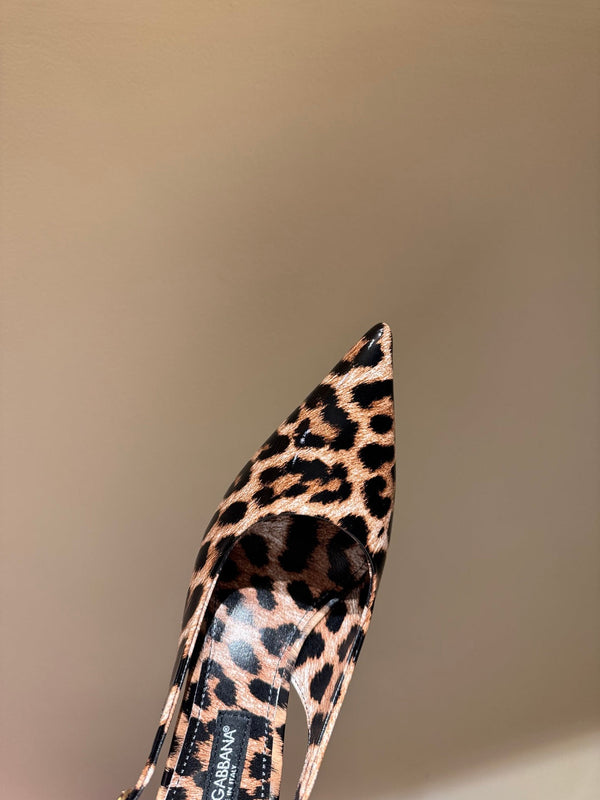 DC Slingback Pumps 65mm Leopard-Print Genuine And Sheepskin 379286
