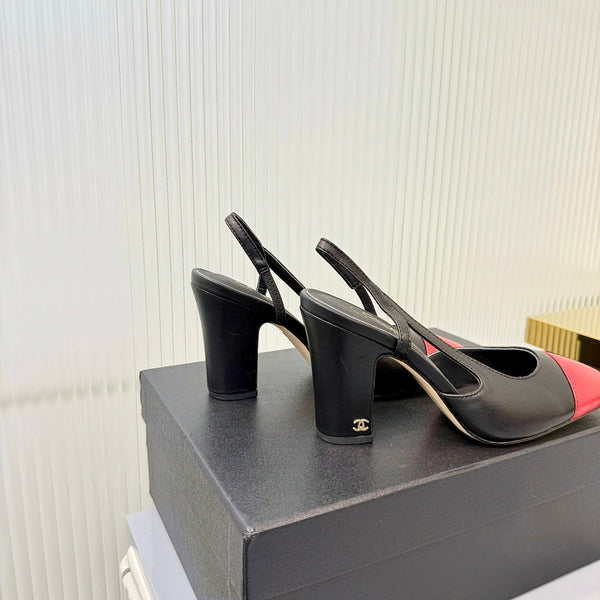 CC 26 Slingback High Heel 9cm Red Black Lambskin 714018