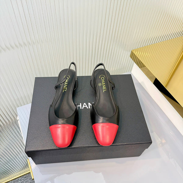 CC 26 Slingback Flat Black Red Lambskin 714029