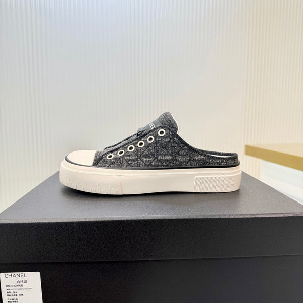 CC 26s Casual Sports Mules Black White Denim 924003