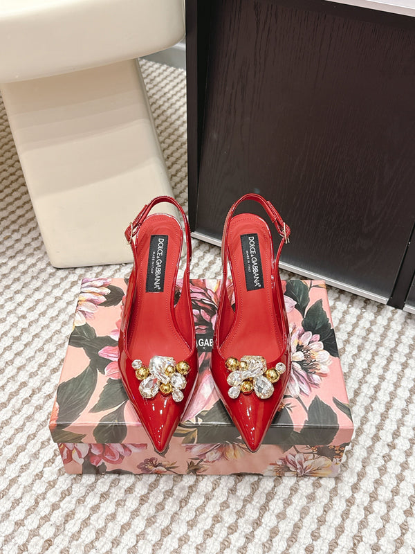 DG Rainbow Slingbacks Red Patent Leather 663072