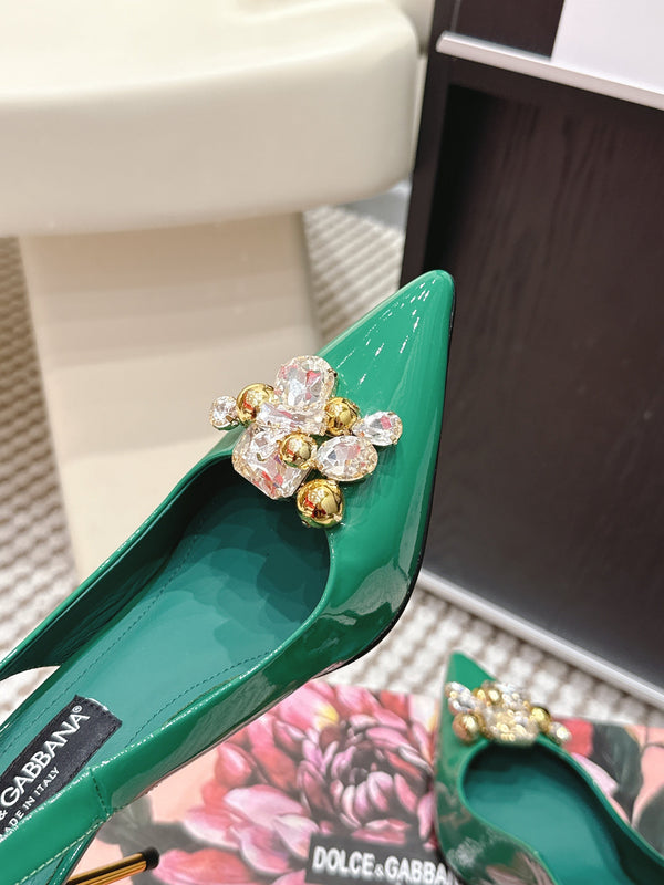 DG Rainbow Slingbacks Teal Green Patent Leather 663073