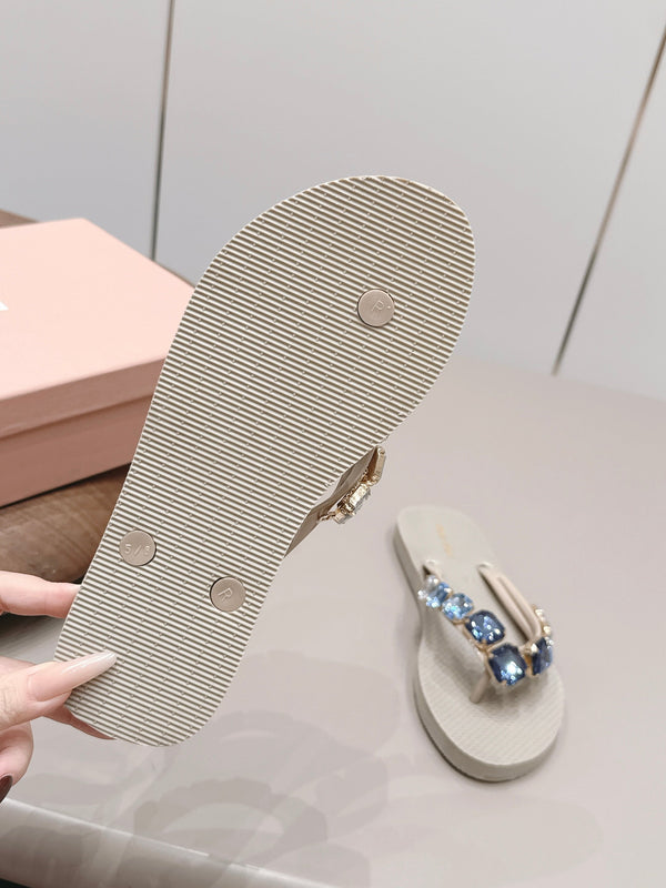 Miu 26s Flip-Flop Sandals Taupe Foam 905272