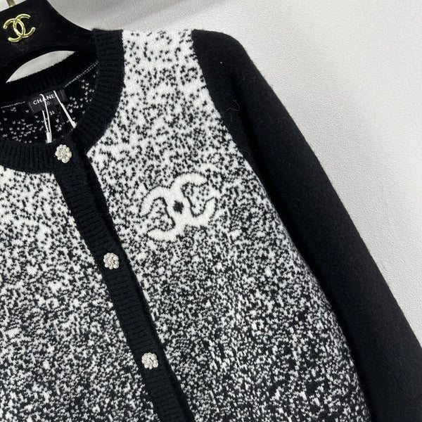 Chanel 2025 Knitted Cardigan Black Wool 329292