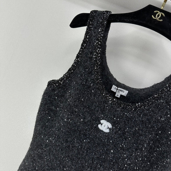 CC 26C Vest Dress Dark Grey Sequin Tweed 349039