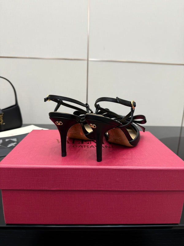 VT Bowow Slingback Pumps 85mm Black Leather