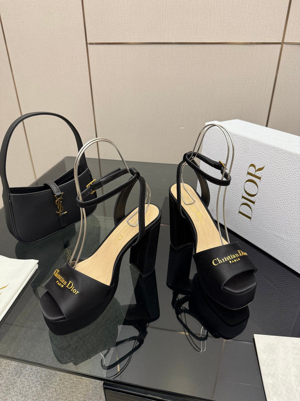 CD 26s High Heel Sandals 120mm Black Satin