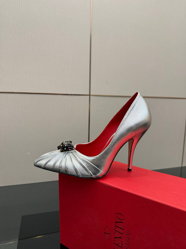 VT Panthea Pumps 105Mm Metallic Silver Goatskin 630180